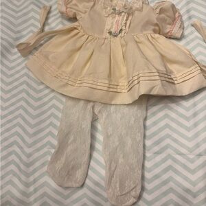 CPK Cornsilk kids Cream Dress with White Lace Tights